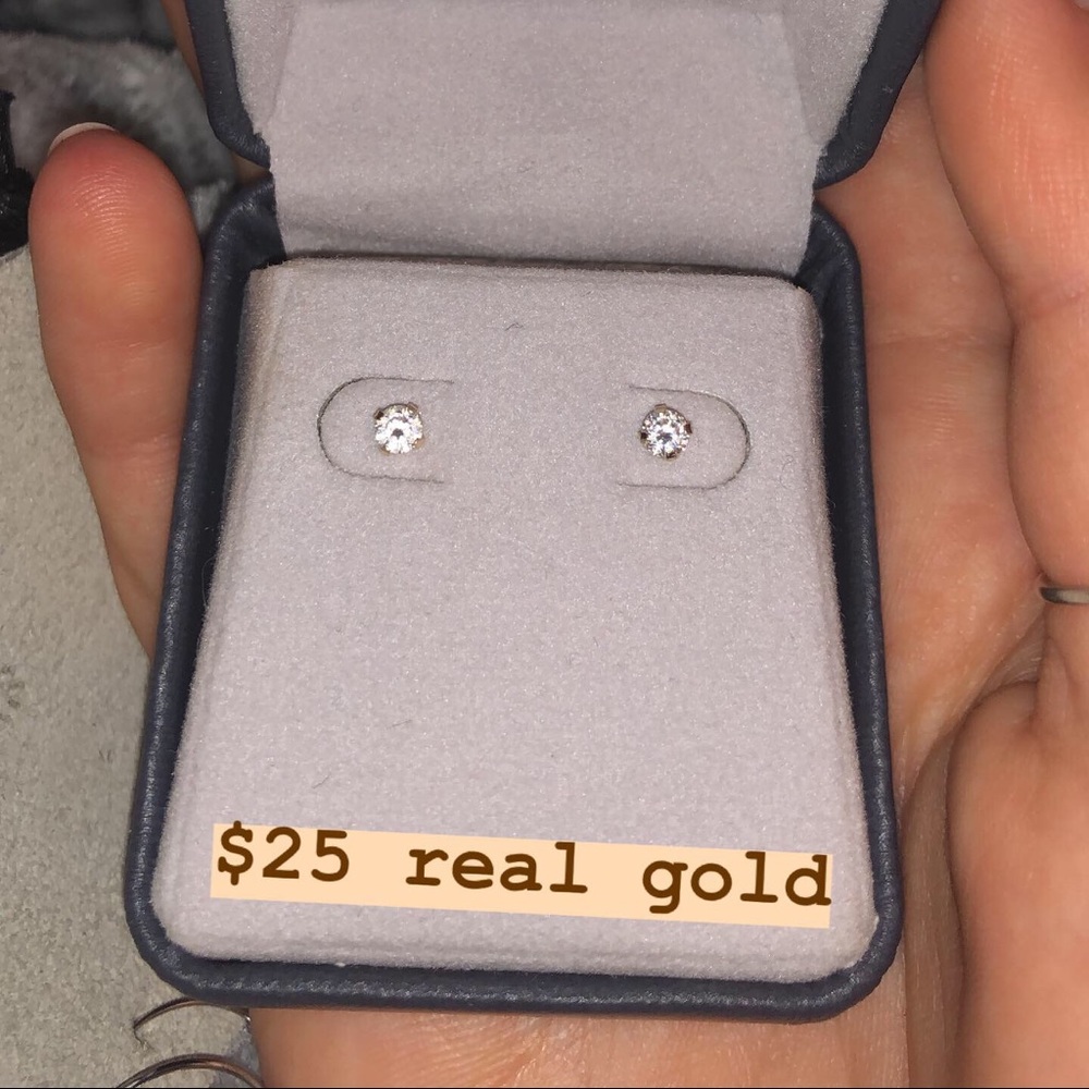 Real Gold Stud Earrings